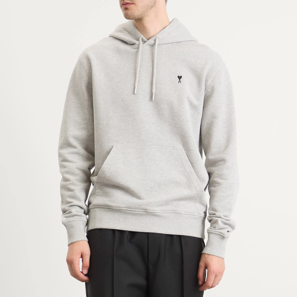 AMI Paris Men's Loopback Light Fleece ADC Hoodie Gris Cendre Chine